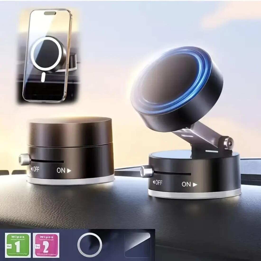Vacuum Suction Phone Holder – Ultra-Strong Grip & 360° Rotatable & Foldable